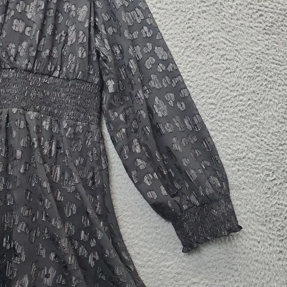 Michael Kors Maxi Dress Womens 3X Black Sparkly‎ Clip Jacquard Handkerchief-Hem